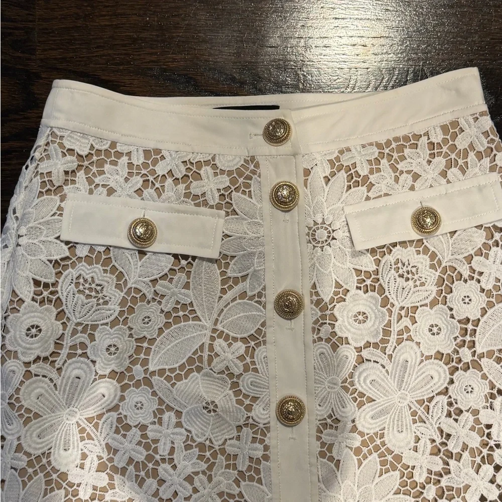 NEW Generation Love Elegant White Lace Button-Down Skirt - Picture 5 of 8